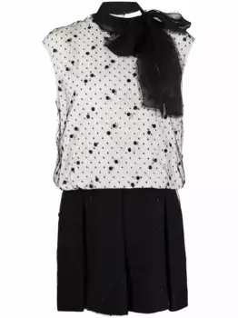 Платье в горох с бантом VALENTINO GARAVANI, белый