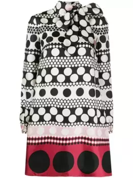 Платье в горох с длинными рукавами VALENTINO GARAVANI, нейтральный