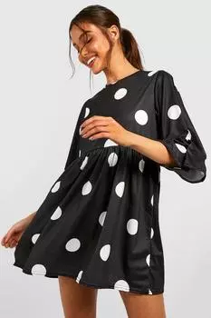 Платье в гороток Boohoo, черный