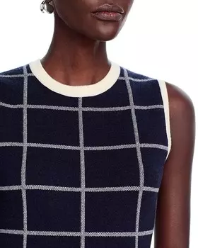 Платье в клетку без рукавов с круглым вырезом FRENCH CONNECTION, синий