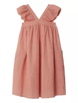 Платье в клетку гингем Burberry Kids, оранжевый