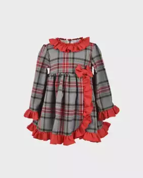 Платье в клетку и рюшами для девочки La Ormiga, красный