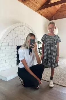 Платье в клетку из крепа гингем ZARA, черный/белый