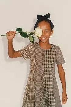 Платье в клетку с цветными блоками ZARA, хаки