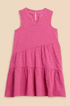 Платье в клетку с короткими рукавами White Stuff, розовый