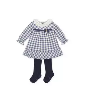 Платье в клетку темно-синего цвета для девочки Tutto Piccolo, темно-синий