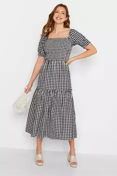 Платье в клетку Vichy со сборками Long Tall Sally, черный