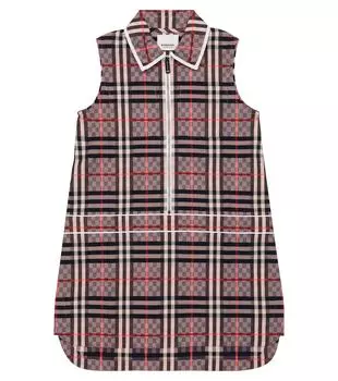 Платье в клетку vintage check из смесового хлопка Burberry Kids, мультиколор