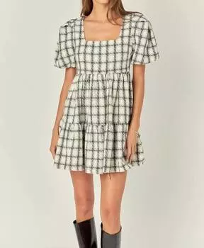 Платье в клетку в черном/белом цвете English Factory