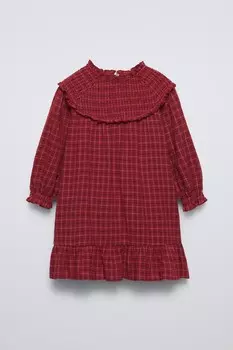 Платье в клетку ZARA, красный