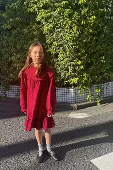 Платье в клетку ZARA, красный