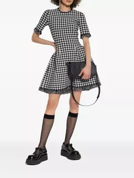 Платье в ломаную клетку Alexander McQueen, черный