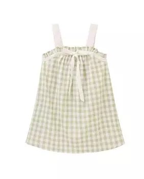Платье в мелкую клетку для девочки с контрастными бретелями Dadati, светло-зеленый