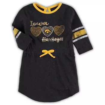 Платье в полоску с короткими рукавами и короткими рукавами для девочек «Колизей» из вереска черного цвета Айова «Ястребиный глаз» Colosseum