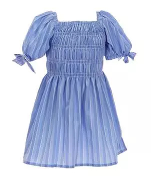 Платье в полоску с объемными рукавами Habitual Little Girls 2T-6, синий