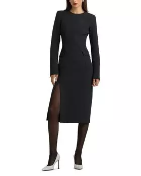 Платье в полоску с разрезом спереди St. John, серый