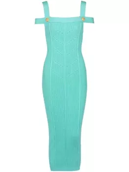 Платье в рубчик Balmain, синий