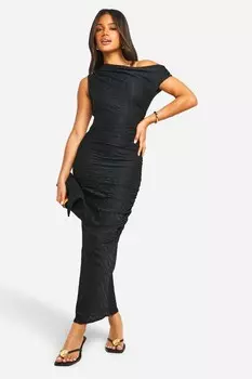 Платье в рубчик Boohoo с фактурной отделкой, черный