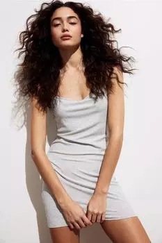 Платье в рубчик с бретелями H&M, серый
