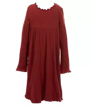 Платье в рубчик с длинными рукавами и завышенной талией Burt's Bees для маленьких девочек от 2 до 5 лет, красный