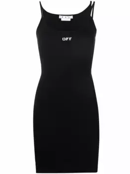 Платье в рубчик с логотипом Off OFF-WHITE, черный