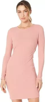 Платье в рубчик с начесом и круглым вырезом MONROW, цвет Dry Rose