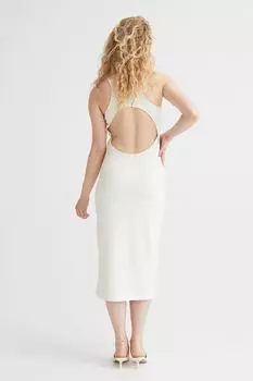 Платье в рубчик с открытой спиной H&M, белый