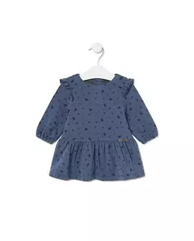 Платье в рубчик с принтом для девочки Tous, темно-синий