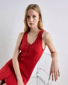 Платье в рубчик с пуговицами Easy Wear, коралловый