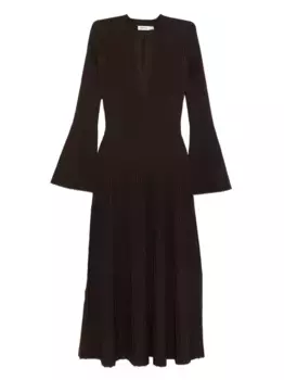 Платье в рубчик с рукавами колокол Simkhai, коричневый