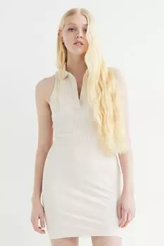 Платье в рубчик с воротником H&amp;M, сливочный