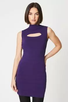 Платье в рубчик с вырезами и вырезами Oasis, фиолетовый