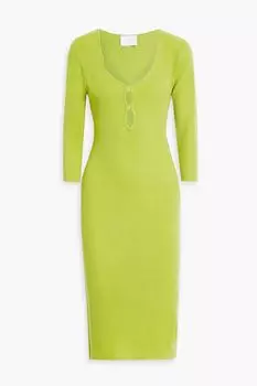 Платье в рубчик с вырезом MICHELLE MASON, шартрез