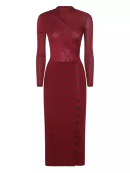 Платье в рубчик Self-Portrait, красный