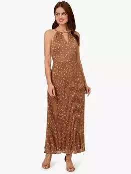 Платье в складку с цветочным бутоном Adrianna Papell, цвет Mink/Ivory