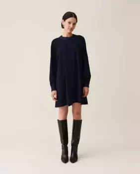 Платье в стиле бэби-долл с синим поясом Claudie Pierlot, темно-синий