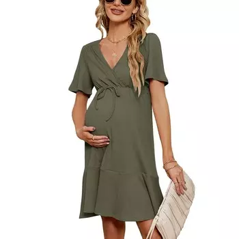 Платье в стиле бохо для беременных со сборками, повседневное свободное летнее платье-миди без рукавов с рюшами на тонких бретельках MISSKY, цвет Navy Blue