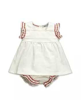 Платье в стиле Иисуса для девочки с полосатыми оборками BABID, красный