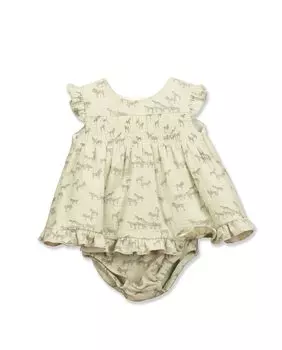 Платье в стиле Иисуса для девочки с принтом сафари и оборками BABID, бежевый