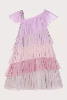 Платье в стиле колор-блок на одно плечо Monsoon, фиолетовый