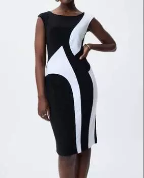 Платье в стиле колор-блок в черно-белом цвете Joseph Ribkoff