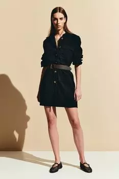 Платье в стиле милитари с поясом H&M, черный