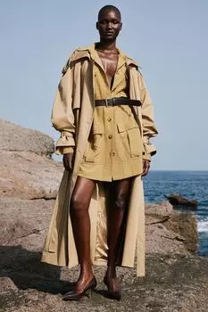 Платье в стиле милитари с поясом H&M, бежевый