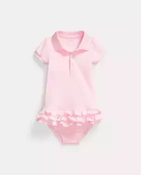 Платье в стиле поло для малышки с рюшами Polo Ralph Lauren, цвет Rosa