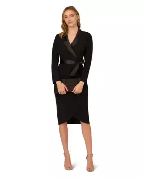 Платье в стиле смокинга с длинными рукавами Adrianna Papell, черный