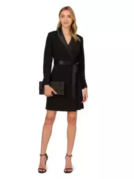 Платье в стиле смокинга с длинными рукавами Adrianna Papell, черный