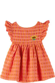 Платье в стиле Виши с оранжевым и розовым узором Bobo Choses