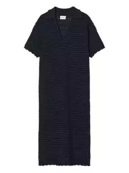 Платье в технике кроше с воротником поло Closed, черный