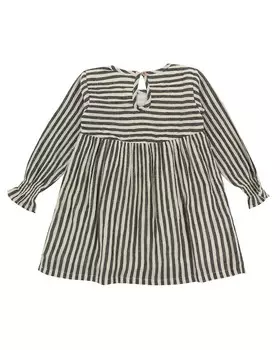 Платье в тканую полоску с длинными рукавами серого/кремового цвета Turtledove London