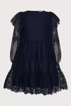 Платье в викторианском стиле с кружевом Monsoon, синий